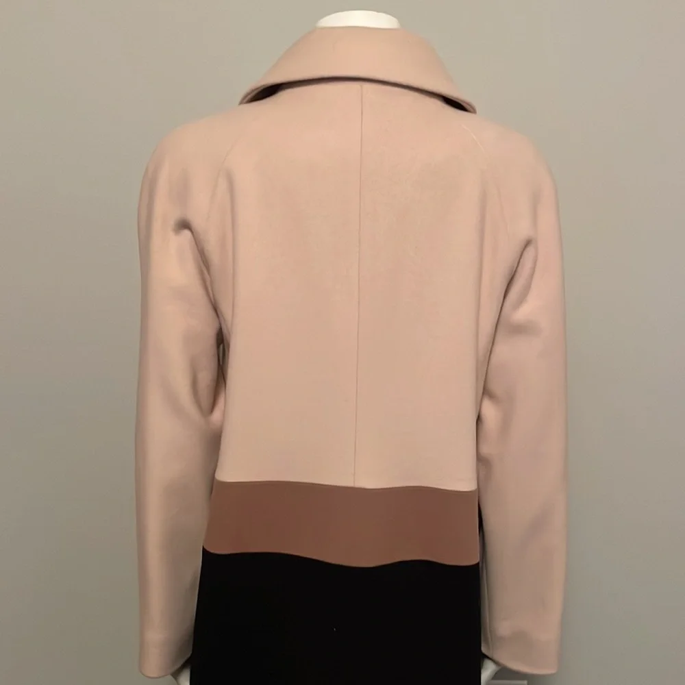 Fleurette Loro Piana Camel, Black and Tan Wool Car Coat Size 14 - Picture 8 of 12